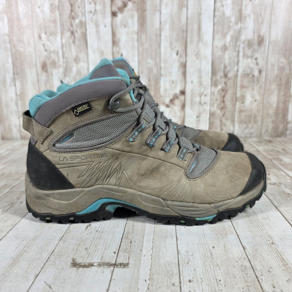 La Sportiva FC 4.0‎ GTX Womens Hiking Boots Grey Teal Gore-Tex Vibram Size 10